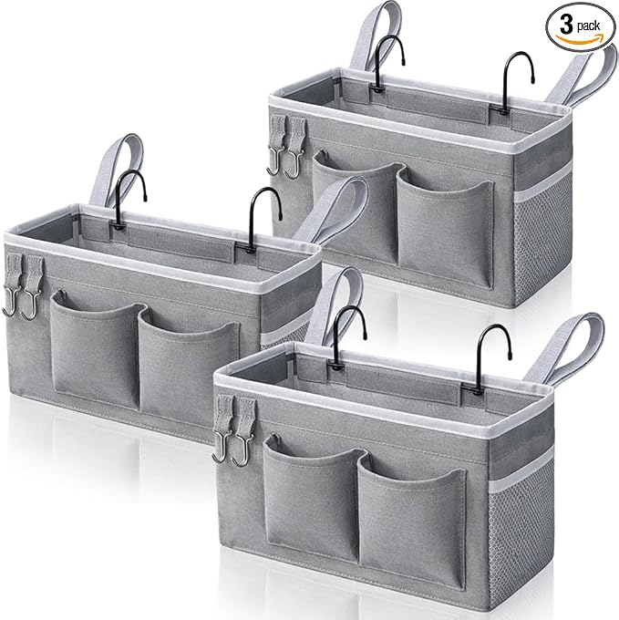 Kanrichu 3pcs Bedside Caddy Hanging Storage Bag, Water Cup Holders, Organizer by KANRICHU