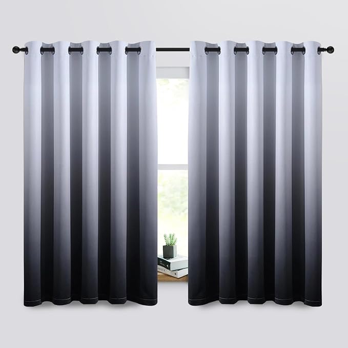 SimpleHome Ombre Gradient Black White to Gray Curtains by SimpleHome