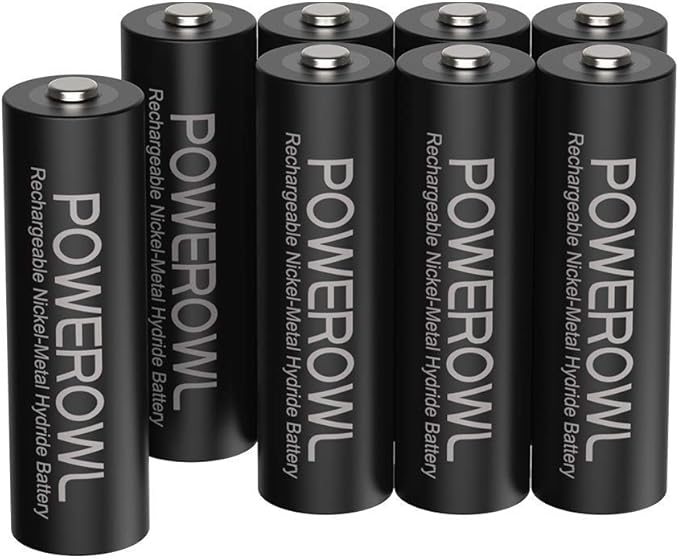 POWEROWL AA Batteries Rechargeable Kit, High Capacity 2800mAh 1200 Cycles 1.2V NiMH Double A Battery, Silver - 8 Count