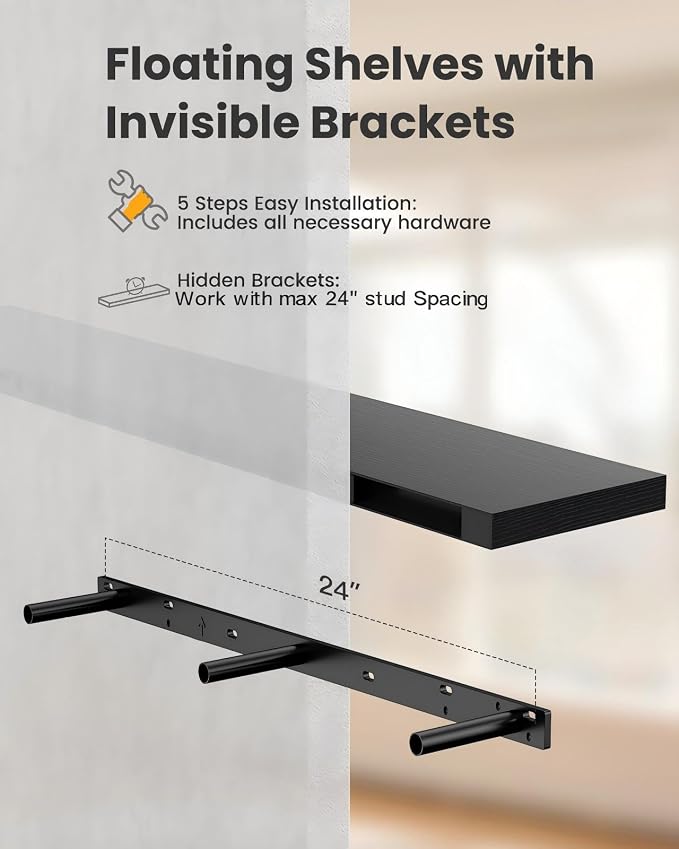 Amada 35.4" Floating Shelves for Wall Decor & Storage, Living Room, 22 lbs - Image 7