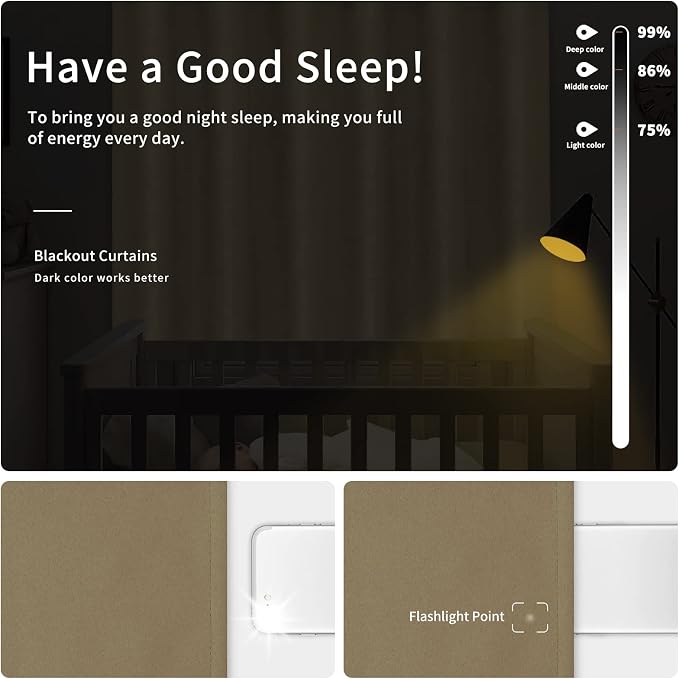 Easy-Going Thermal Grommet Blackout Curtains, 2 Panels 46x84 in, Tan | Machine - Image 2