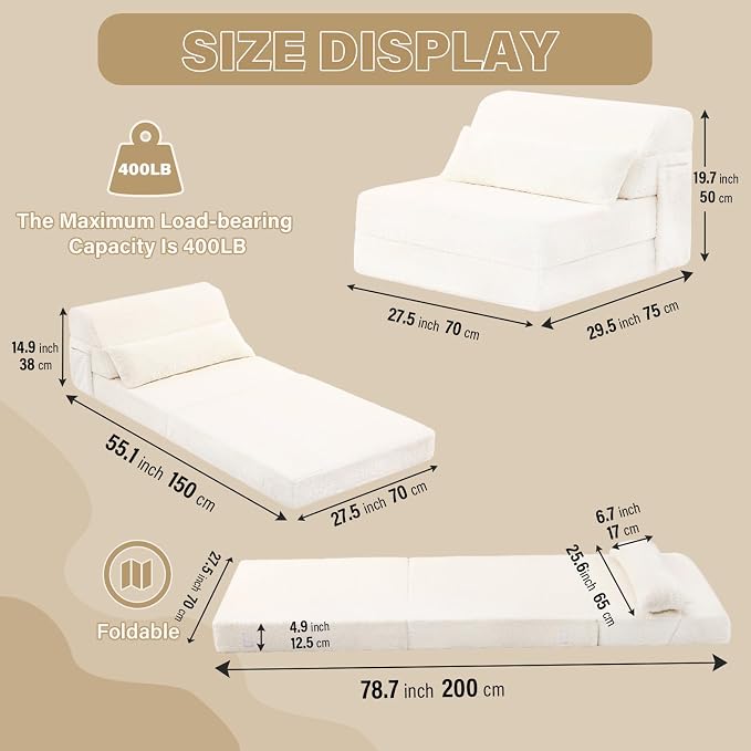 Convertible Folding Sofa Bed Single Size - Image 2