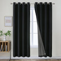 Joydeco Blackout Curtains 90 Inches Long 2 Panels Burg, Room Darkening Curtains for Bedroom, 100% Black Out Textured Thermal Drapes Privacy Protection 2 Panels Set(W52 x L90 Inch, Black)