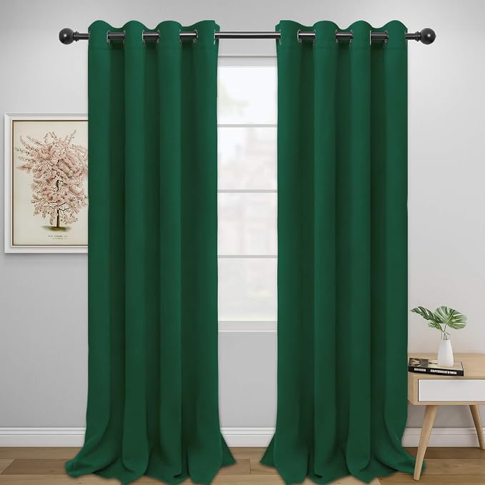 Easy-Going Thermal Grommet Blackout Curtains, 2 Panels 52x108 in, DarkGreen | by Easy-Going