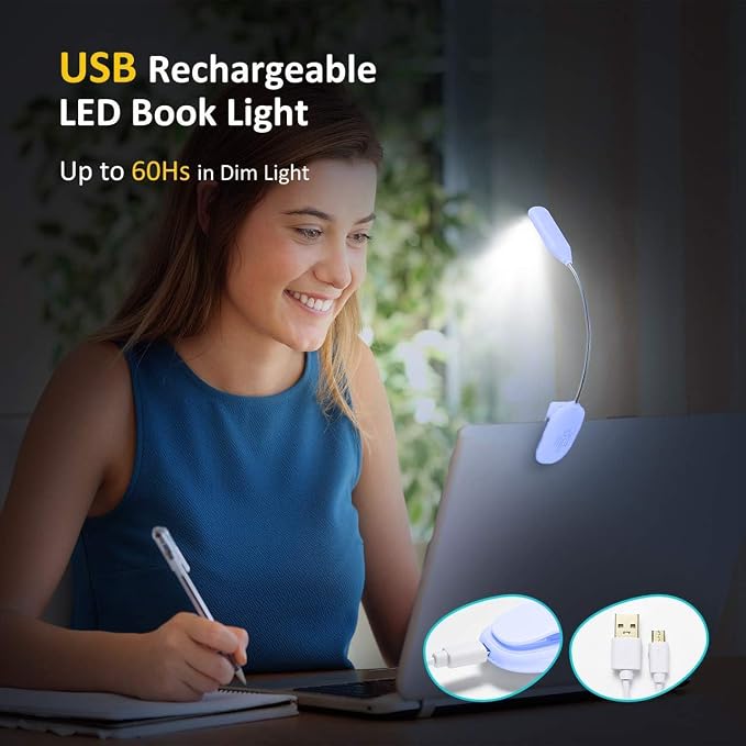 Rechargeable Book Light for Reading in Bed, 80H Reading, 3 Brightness Levels & - Image 7