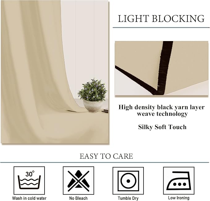 Diraysid Beige Grommet Blackout Curtains - Image 6