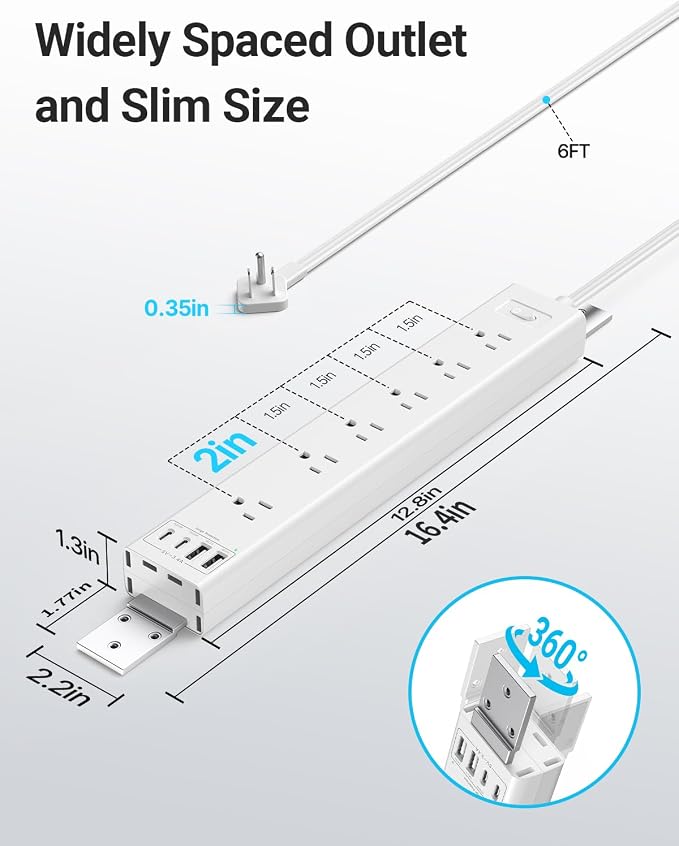 360° Mountable Surge Protector Power Strip - Image 6