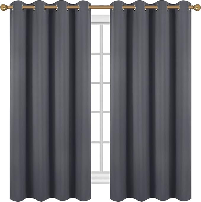 Diraysid Dark Grey Grommet Blackout Curtains - Image 2