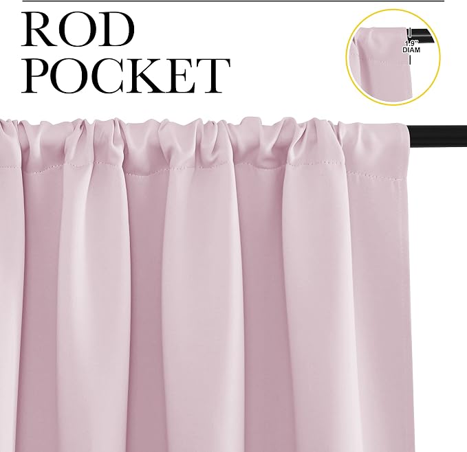 NICETOWN Blackout Curtains for RV Windows, Baby Pink, 2 Panels, Room Darkening - Image 2