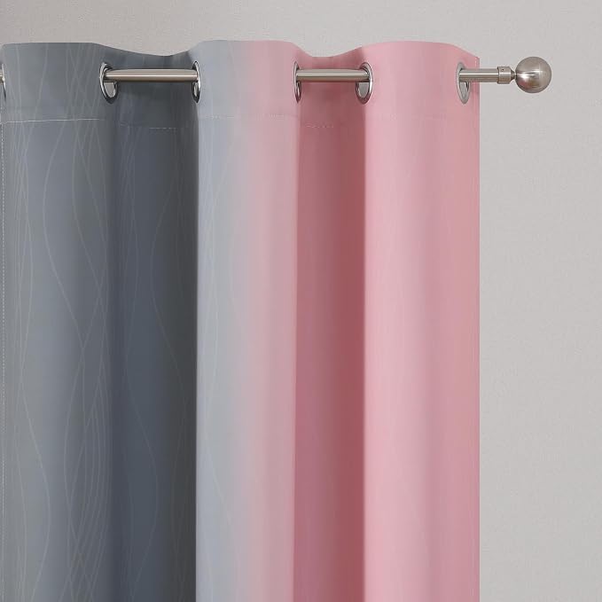 Pink and Gray Ombre Blackout Curtains - Image 4