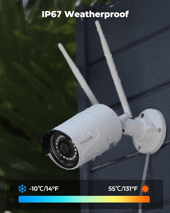 REOLINK Plug-in Outdoor WiFi Security Camera, 5MP HD Dual Band Wired Wi-Fi Camera for Home Security-2.4/5 Ghz, Smart Detection, Motion Detection, Night Vision, IP67 Waterproof, RLC-510WA