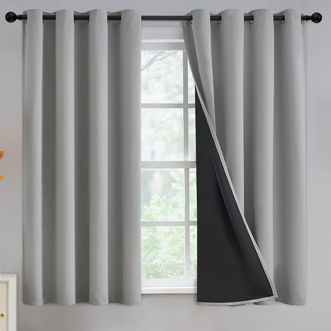 Yakamok Light Grey Blackout Curtains 54 inches Long by Yakamok