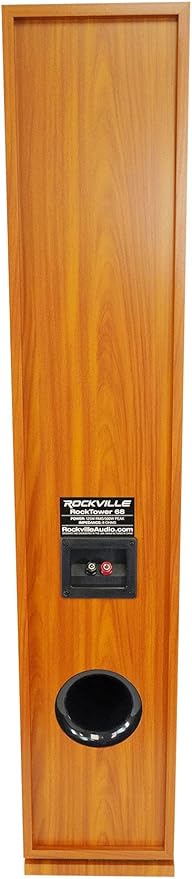 Rockville RockTower 68C Passive Tower Speaker, 8 Ohm, Classic Wood Grain, 500W Peak, 3-Way, Dual 6.5", MDF Cabinet, Detachable Grille, for Home Audio