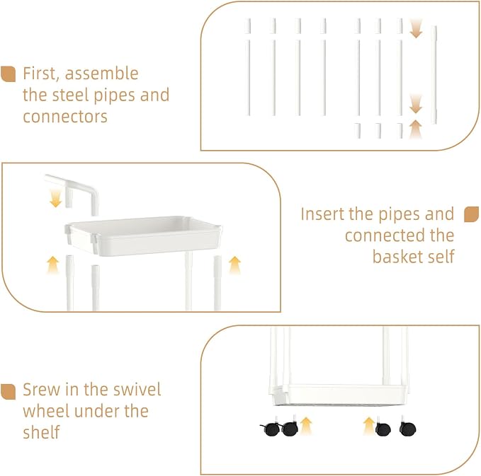 Volnamal Diaper Caddy, 3 Tier Rolling Cart - Image 8