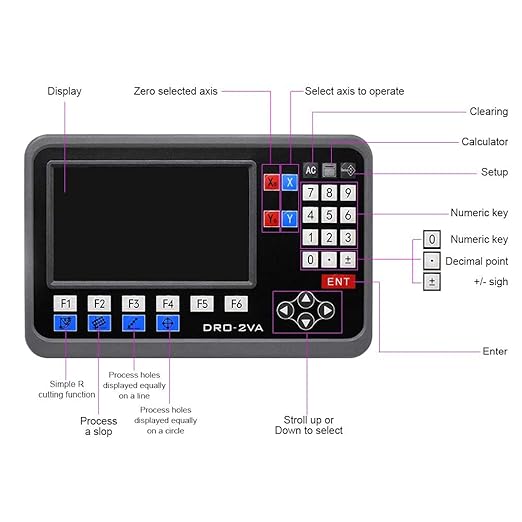 TOAUTO Digital Readout 2 Axis 3 Axis DRO Display Linear Scale 100~1000mm Precision 5um for Bridgeport/Knee Milling Lathe EDM Mill Machine (2 Axis DRO-LCD)