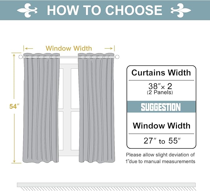 ChrisDowa Blackout Curtains for Bedroom and Living Room 54 Inches Long | 2 - Image 5