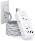 Flat Plug Extension Cord 20Ft, One Beat 900J Surge Protector Power Strip 20 Ft by OneBeat