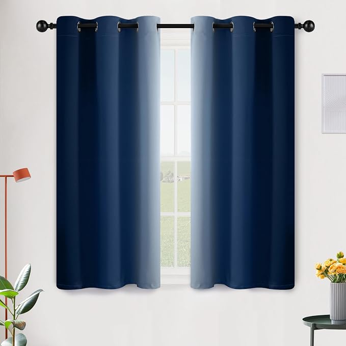 SimpleHome Ombre Blue to Grey White Curtains by SimpleHome