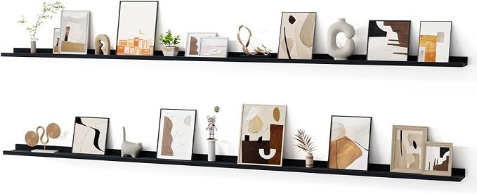 Floating Picture Ledge Shelves for Wall Set of 2, 95 Inches Picture Ledge Shelf by FunMemories