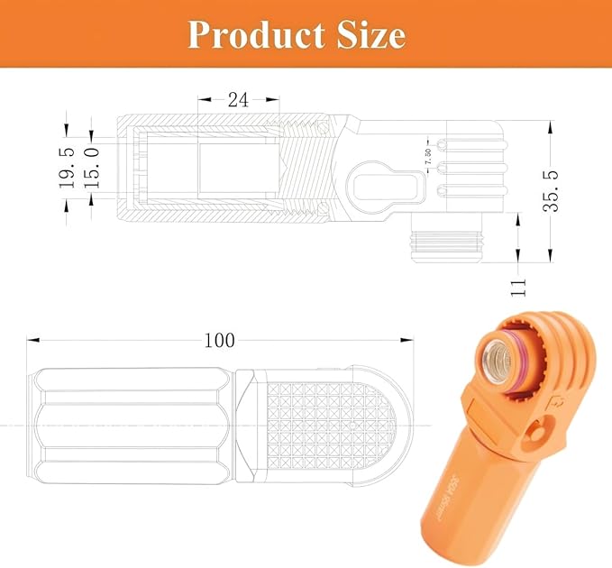 1 Set Battery Energy Storage Connector 350A 95mm² High Current HV Connectors Quick Plug Terminal Right Angle Plug and Socket IP67 Waterproof Power Adapter (Orange, 350A)