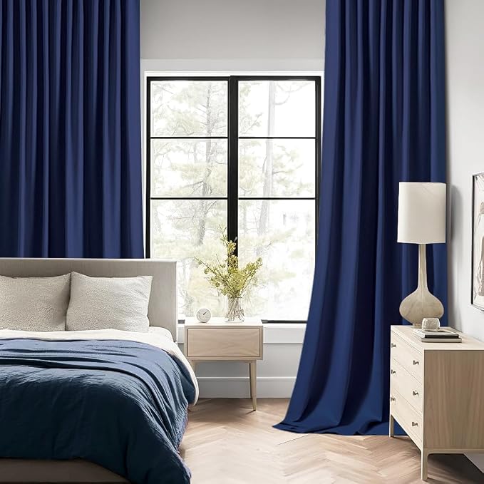MIULEE Navy Blue Back Tab Blackout Curtains 52x72 Inches Long 2 Panels Set | - Image 2