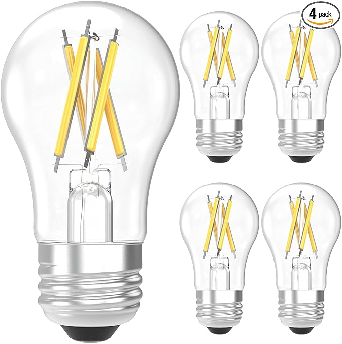 Sunco A15 Light Bulb LED, Edison Style Bulb, Dimmable Vintage Filament Lighting, 800 LM, 7W (60W Equivalent), 2700K Soft White, E26 Medium Base, Wet Rated UL 4 Pack.
