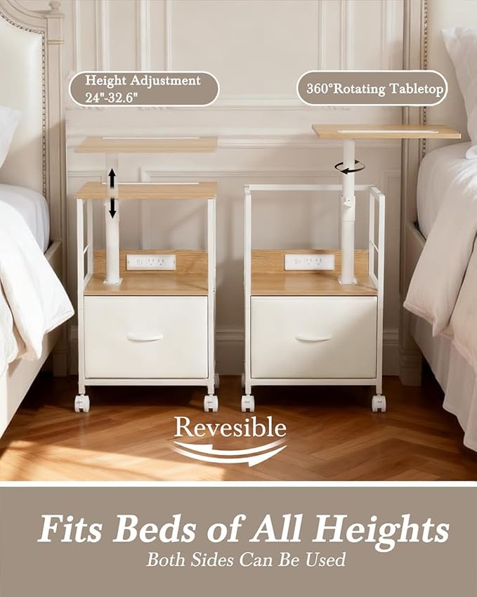 Faesun Swivel Lift Top Nightstand - Image 3