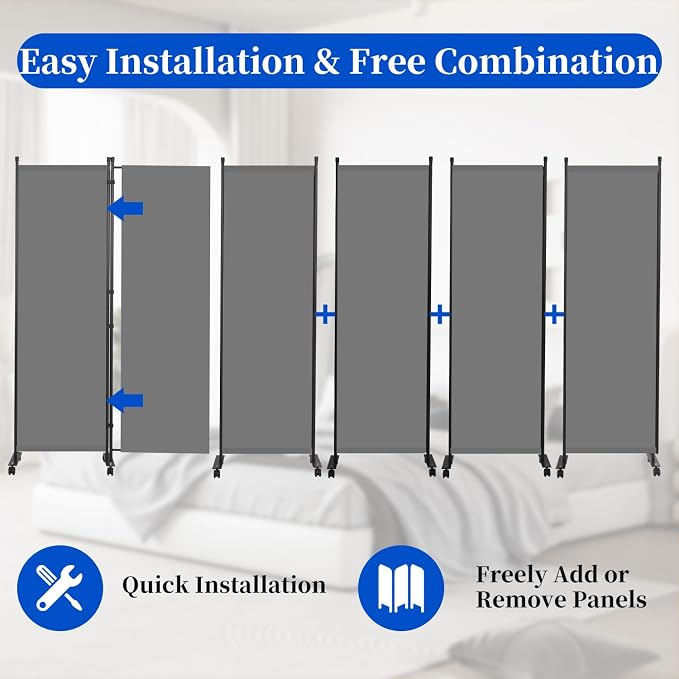 Room Divider 6FT 6 Panel Folding Room Partition - Image 3