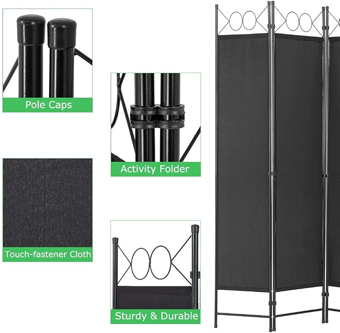 PayLessHere 4-Panel Folding Room Divider | 6ft, Living Room - Image 2