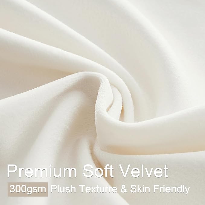 120 Inch Long Ivory Velvet Curtains Luxury Minimalist Pinch Pleated Light - Image 3