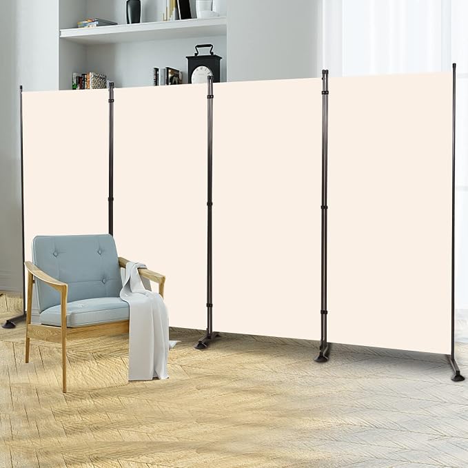 Room Divider 4 Panel Folding Privacy Screen, Round Pad Design Wall Divider | by HOMSCREENER