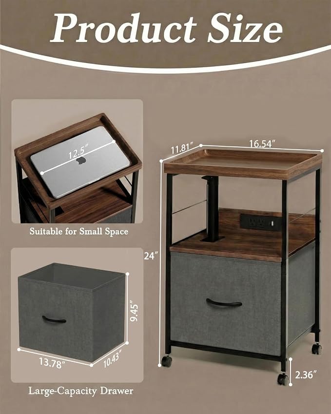 Faesun Swivel Lift Top Nightstand - Image 2