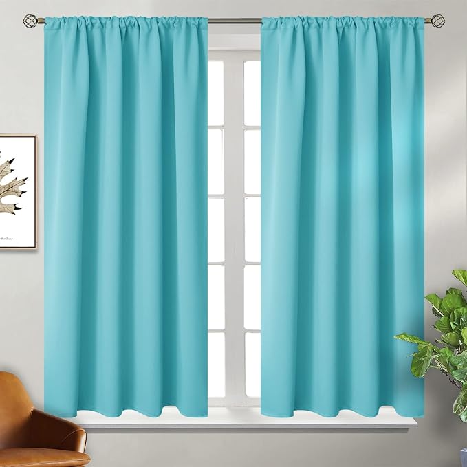 BGment Aqua Blackout Curtains 48 Inch Length by BGment