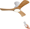 Gaizw 42 Inch Low Profile Ceiling Fans with Lights and Remote, Flush Mount Ceiling Fan with Light, 3 Blades Solid Wood Easy Installation for Living Room, Bedroom, Farmhouse, Indoor