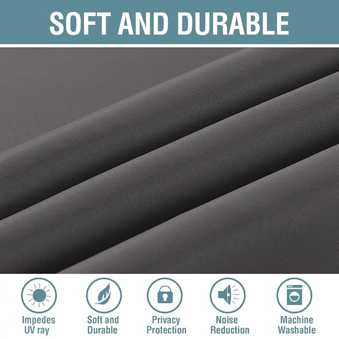H.VERSAILTEX Blackout Curtains for Bedroom Thermal Insulated Curtains Grey - Image 4
