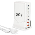 500W USB C Charger Block Charging Station,GaN3 8-Port Fast Charger Block with Dual PD 100W USBC Fast Charging Station Desktop Hub Compatible with iPhone 17 16 15 14/Pro Max/MacBook Pro/Air/iPad(White)