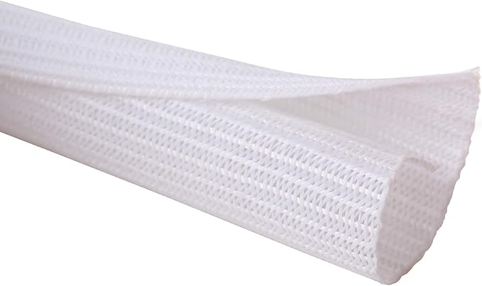Alex Tech 25ft - 3/4 inch Cord Protector Wire Loom Tubing Cable Sleeve Split Sleeving for USB Cable Power Cord Audio Video Cable - Protect Cat from Chewing Cords - White
