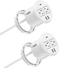3 inch Desktop Power Grommet USB C,20W Fast Charging Station,Furniture Recessed Power Strip,2 Outlets,3 USB Ports,Flush-Mount for Desktop, Workspace Essential Desk Outlet,2 Pack (White)