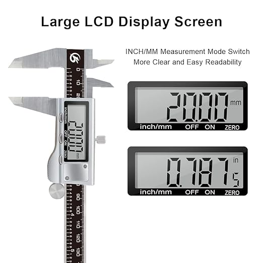 KETOTEK Digital Caliper 6 Inch Measuring Tool, Stainless Steel Electronic Vernier Calipers, Digital Micrometer with Large LCD Screen, inch/Metric Conversion