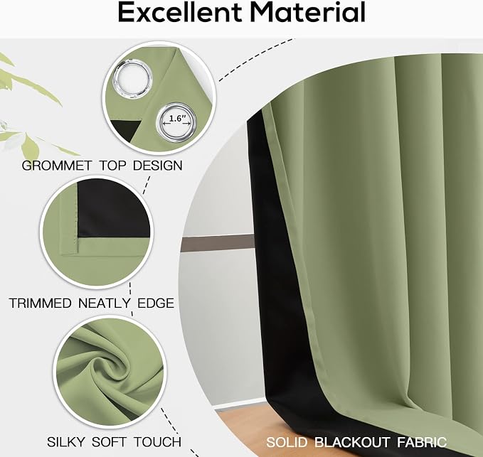 Yakamok Sage Blackout Curtains 72 inches Long - Image 4