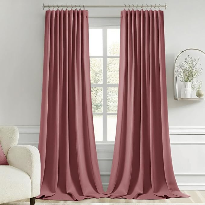 MIULEE Dusty Rose Back Tab Blackout Curtains 52x120 Inch Long 2 Panels Set | - Image 9