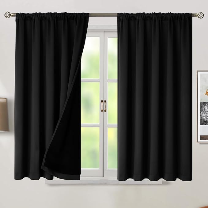 BGment Short Black Full Blackout Curtains - Image 2