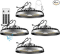 Lightdot 4Pack 150W Smart LED High Bay Lights 22500lm UFO High Bay LED Shop Light with Motion Sensor AC100-277V UFO Lights with The Most Advanced Heat Dissipation for 16-30FT Height