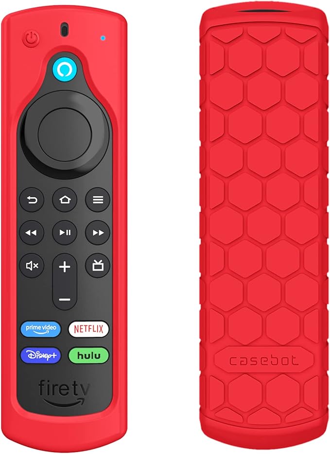 CaseBot Remote Case for Fire TV Stick HD/4K/4K Max (1st Gen)/Fire TV Stick (3rd Gen)/Lite - Anti-Slip Shockproof Silicone Cover for Alexa Voice Remote (2nd & 3rd Generation) (Red)