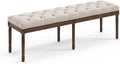 LUE BONA 60" Fabric End of Bed Bench, Upholstered Tufted French Bedroom Bench by LUEBONA