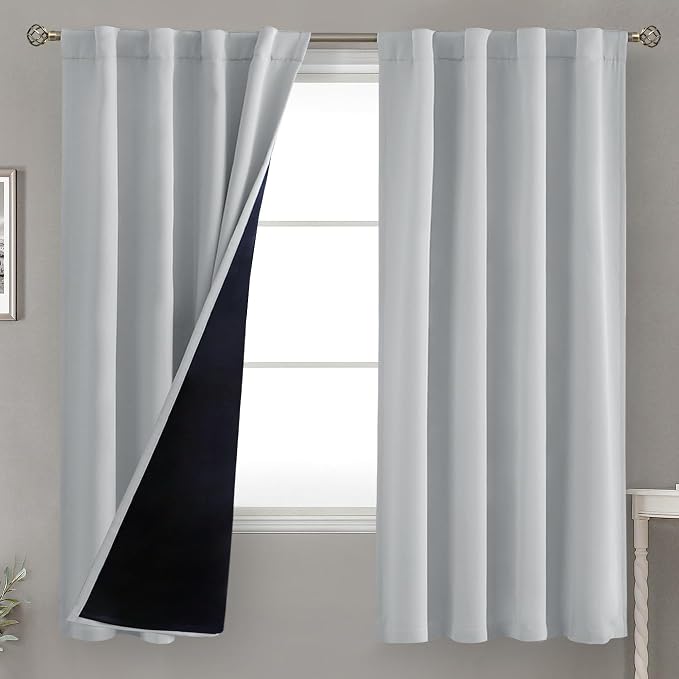 BGment Light Grey 100% Blackout Curtains 63 Inches Long by BGment