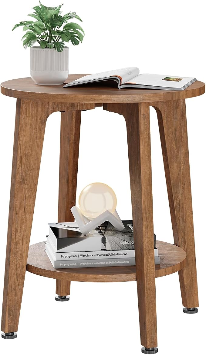 Simple Trending Round Side Table, Small End Table, Nightstand Bedside Table by SimpleTrending
