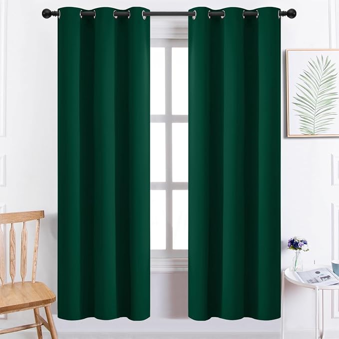Yakamok Blackout Curtains 38x72 inch Dark Green Thermal Drapes-Bedroom | 2 by Yakamok