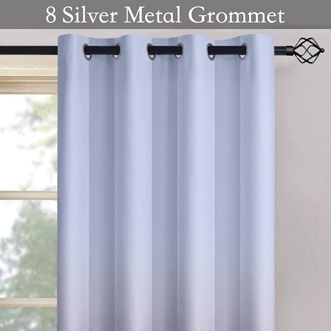 SimpleHome Ombre Gradient Purple White to Gray Curtains - Image 3