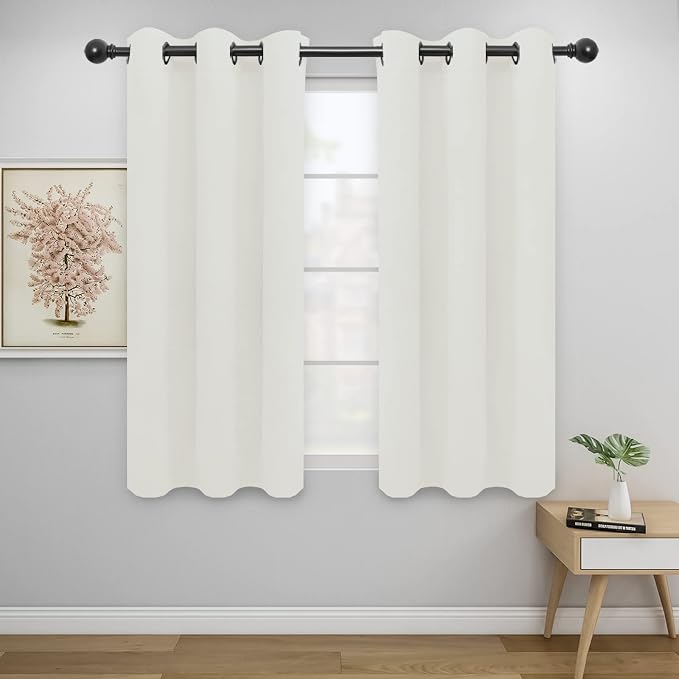 Easy-Going Thermal Grommet Curtains, 2 Panels 42x54 in, Ivory | Washable by Easy-Going